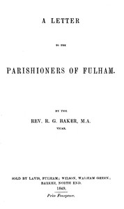 Cover of A Letter to the Parishioners of Fulham — Reading Notes